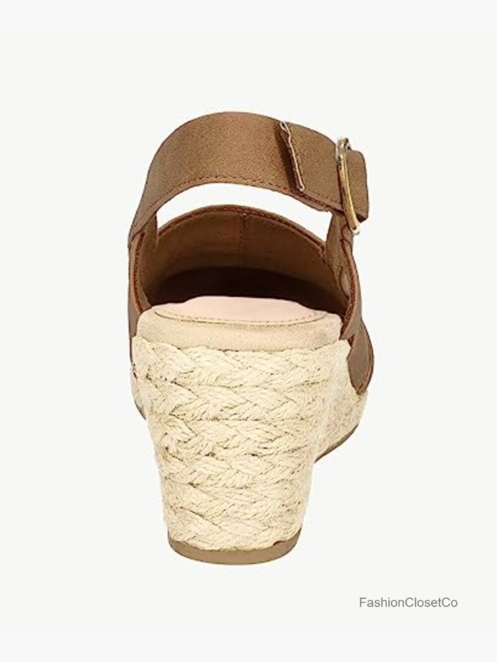 Manmade Leather Wedges Espadrilles Slingback Closed-toe Sandals - Picture 4 of 7